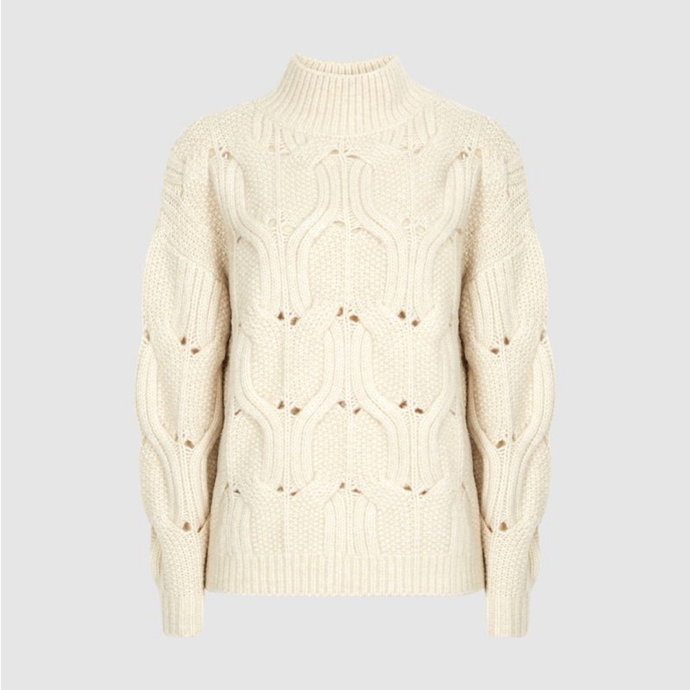 Reiss Cream Textured Turtleneck Sweater - Picture 2 of 6
